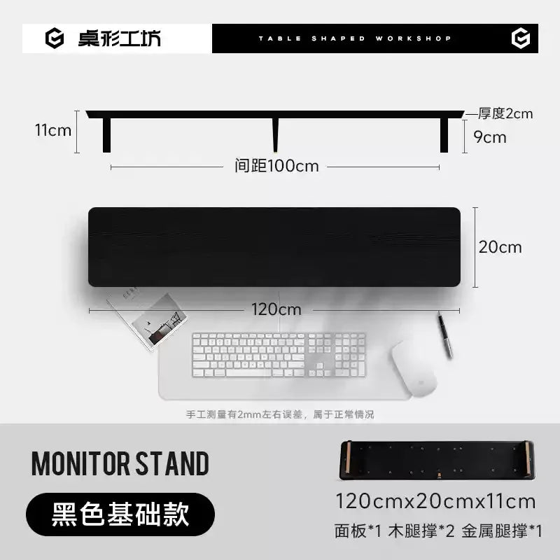 Ergonomic Modular Walnut & Aluminum Monitor Riser with Cable Management