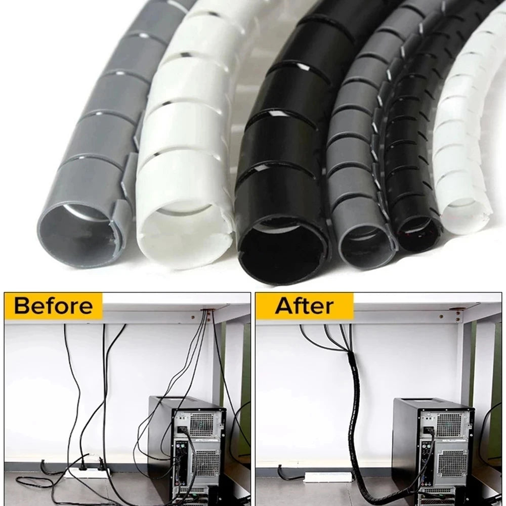 Flexible Spiral Cable Management Sleeve & Wire Tube Organizer