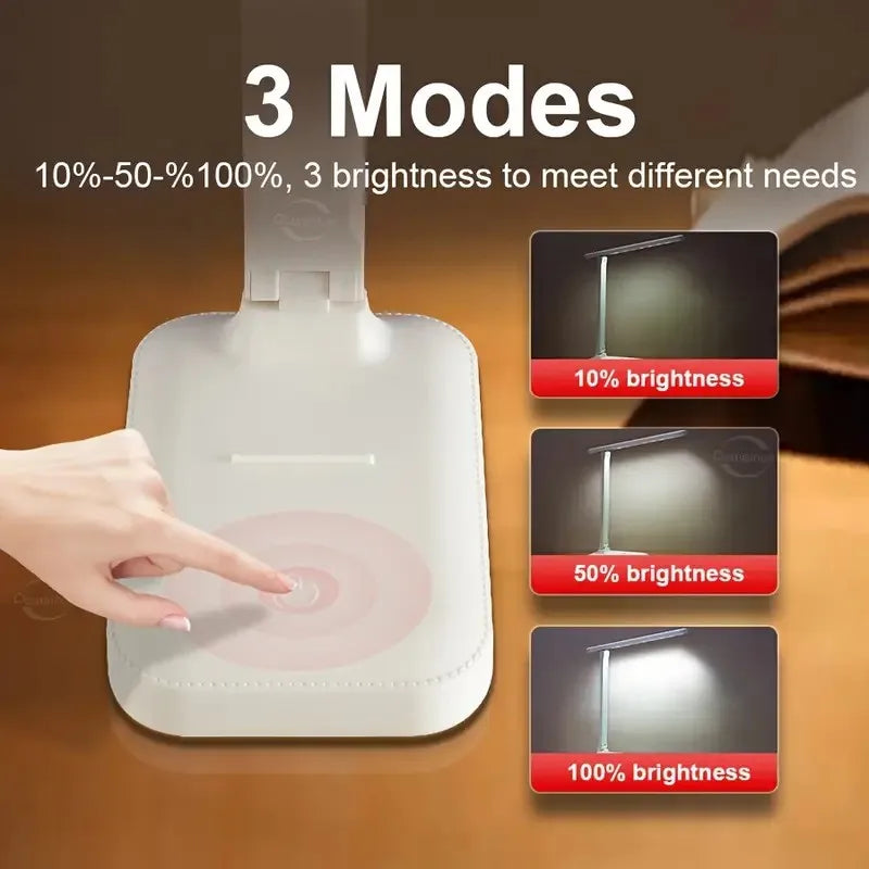 Folding USB Touch-Control LED Desk Lamp - Rechargeable Night Light