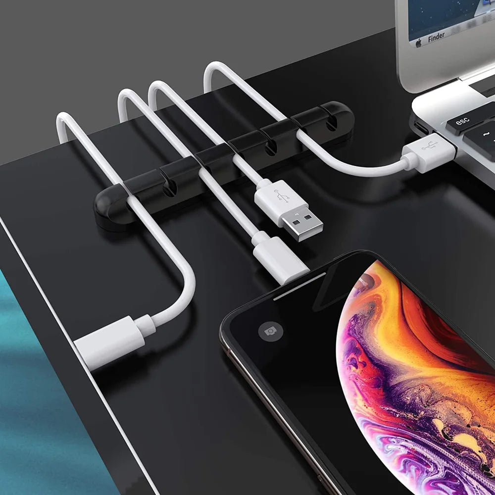Self-Adhesive Desktop Cable Management Clips Cord Organizers