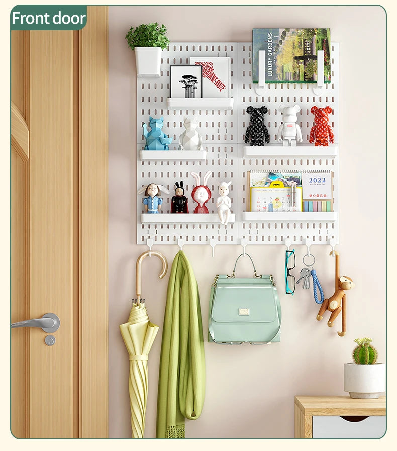 Drill-Free Wall Mount Pegboard Storage Organizer System