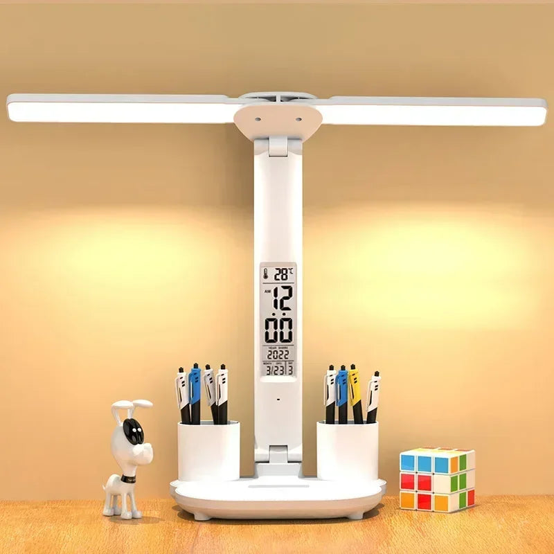 Touch-Dimmable LED Desk Lamp with Clock Calendar & Temperature Display