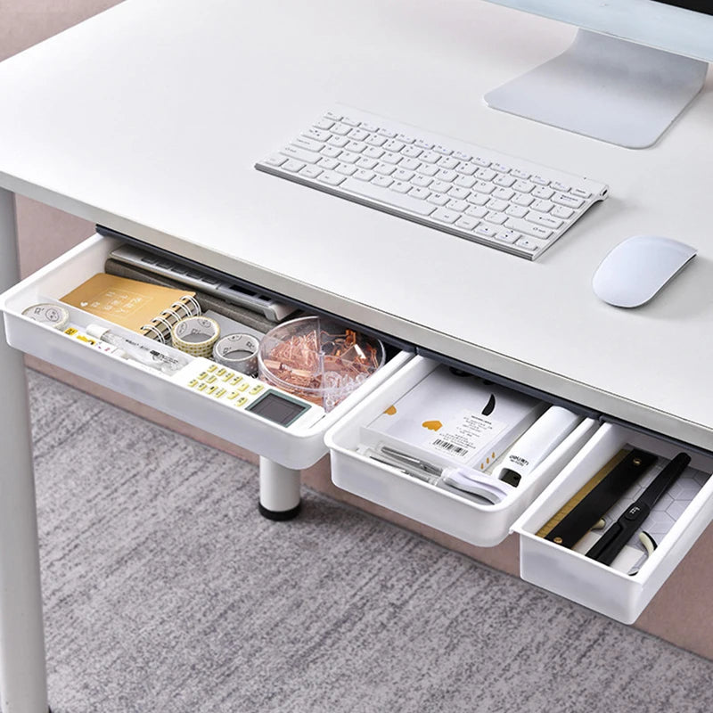 Under-Desk Self-Adhesive Hidden Storage Drawer Organizer Box