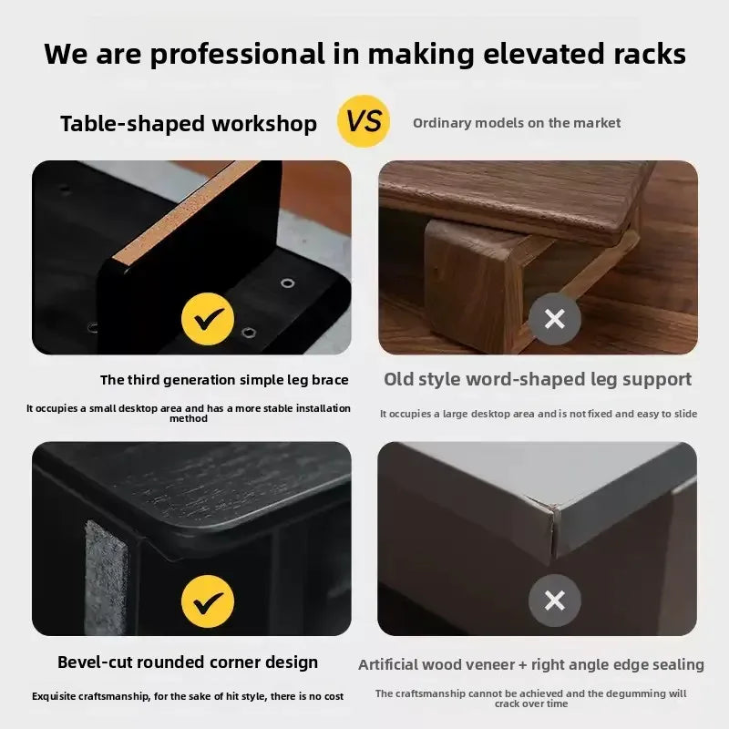 Ergonomic Modular Walnut & Aluminum Monitor Riser with Cable Management