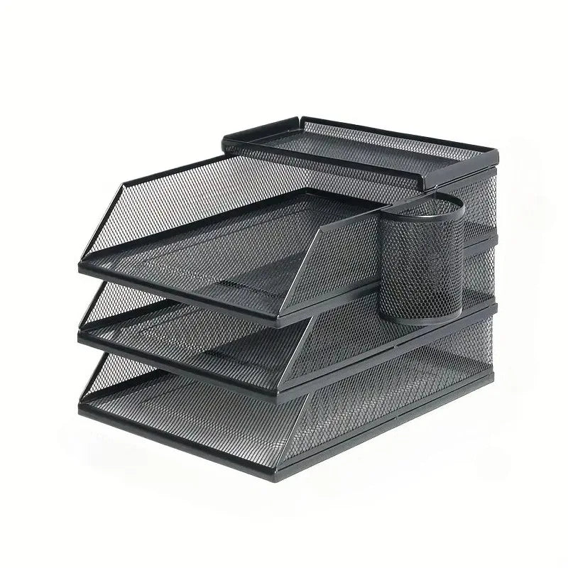 Wrought Iron Multi-Layer Stacked File Tray Desktop Storage Rack