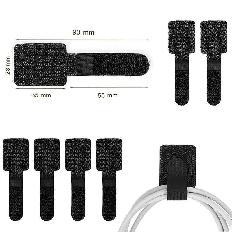 Reusable Self-Adhesive Cable Management Straps - Nylon Wire Ties
