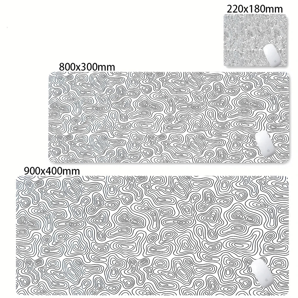 Abstract Black & White Strata Liquid XXL Extended Gaming Desk Mat
