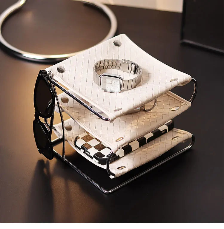 Nordic Iron & Leather Desktop Storage Tray Box Organizer
