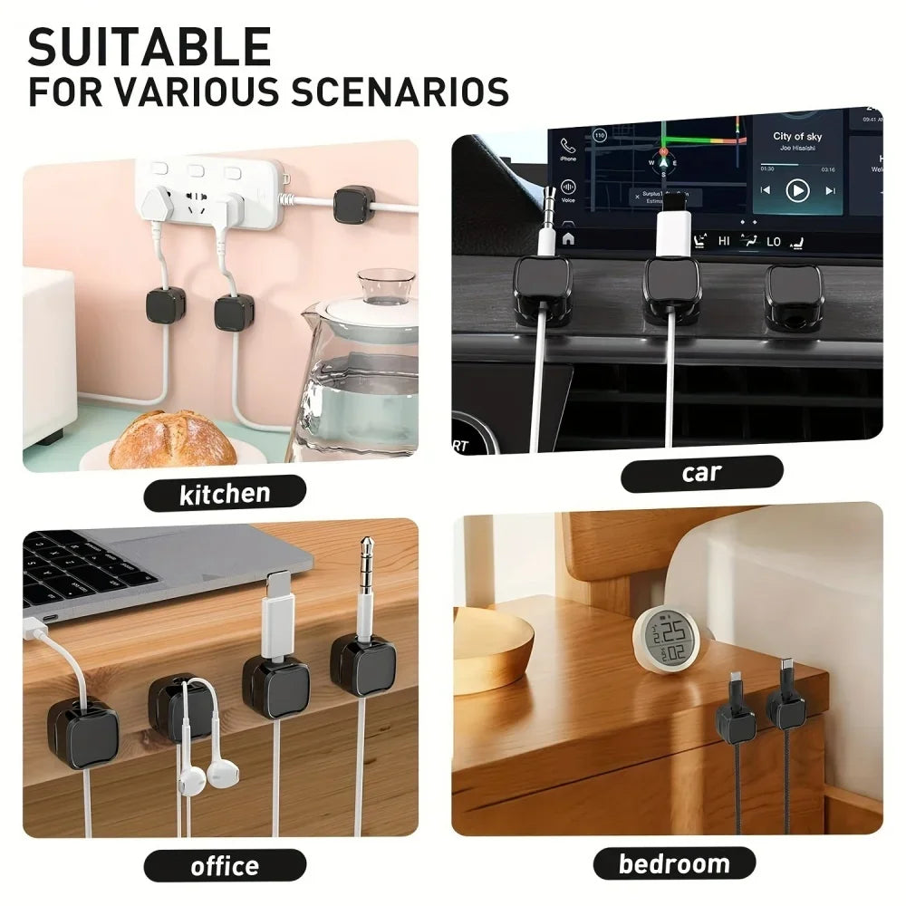 Magnetic Under-Desk Cable Clips & Cord Organizer Keepers
