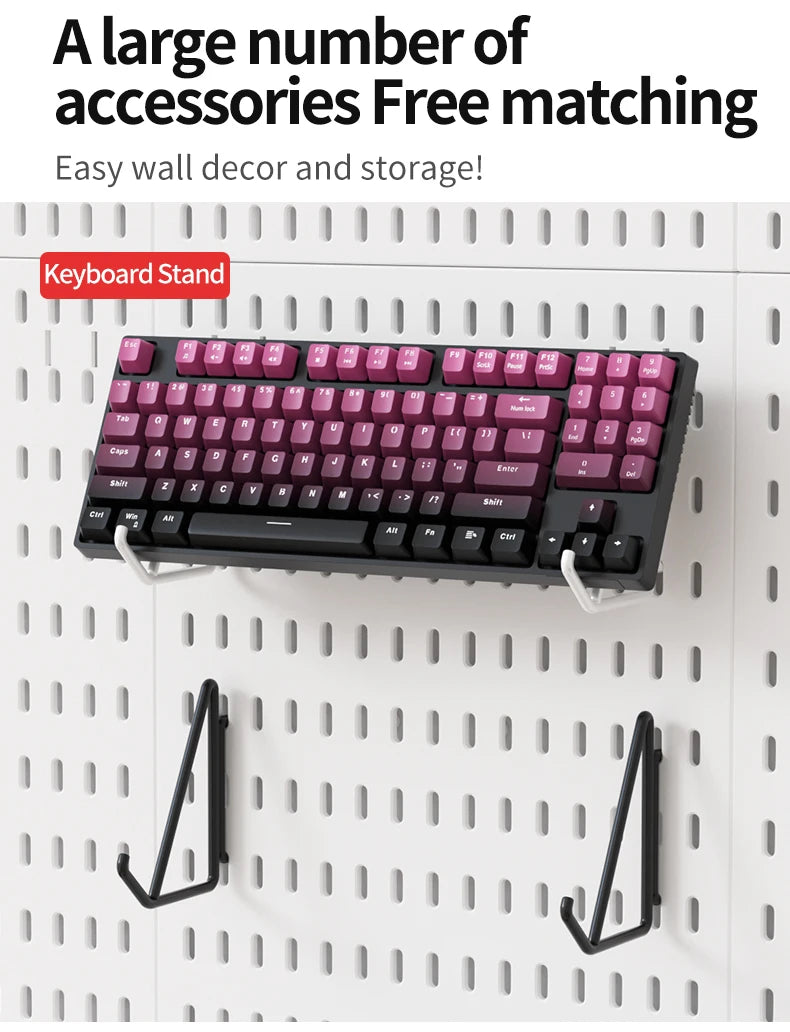 Modular Gaming Room Wall Pegboard Organizer for Controllers & Keyboards
