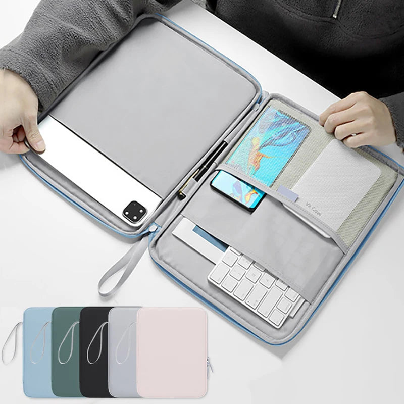 PU Leather Tablet Handbag Pouch – Shockproof Sleeve with Wrist Strap for iPad Air, Samsung & More (10.9" & 12.9")