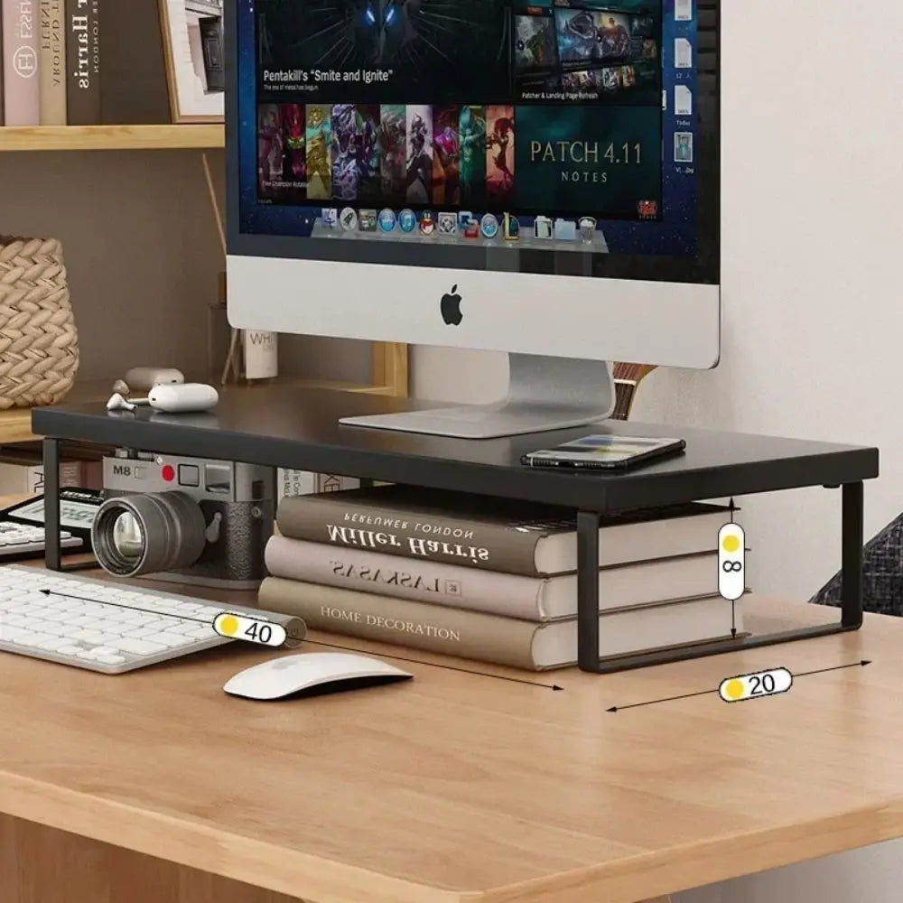 Wooden Desktop Monitor Stand Riser with Storage Rack Shelf