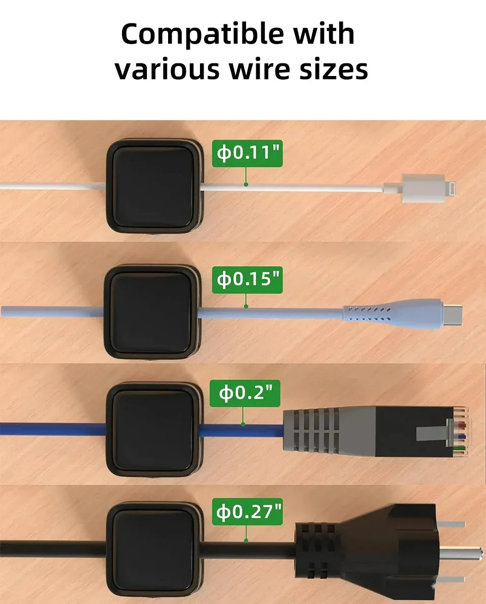 Magnetic Under-Desk Cable Clips & Cord Organizer Keepers