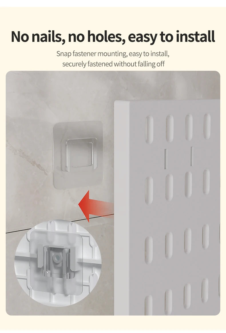 Drill-Free Wall Mount Pegboard Storage Organizer System