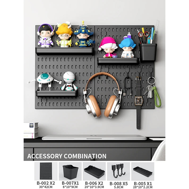 Drill-Free Wall Mount Pegboard Storage Organizer System