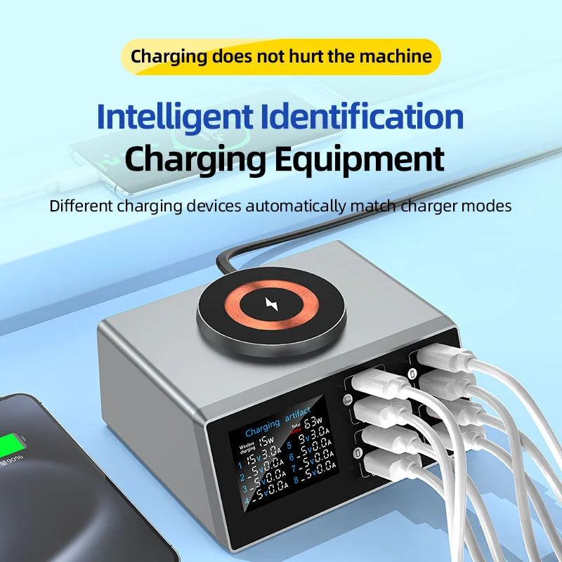 140W 8-Port GaN Fast Charging Station - USB-C & USB-A Desktop Charger