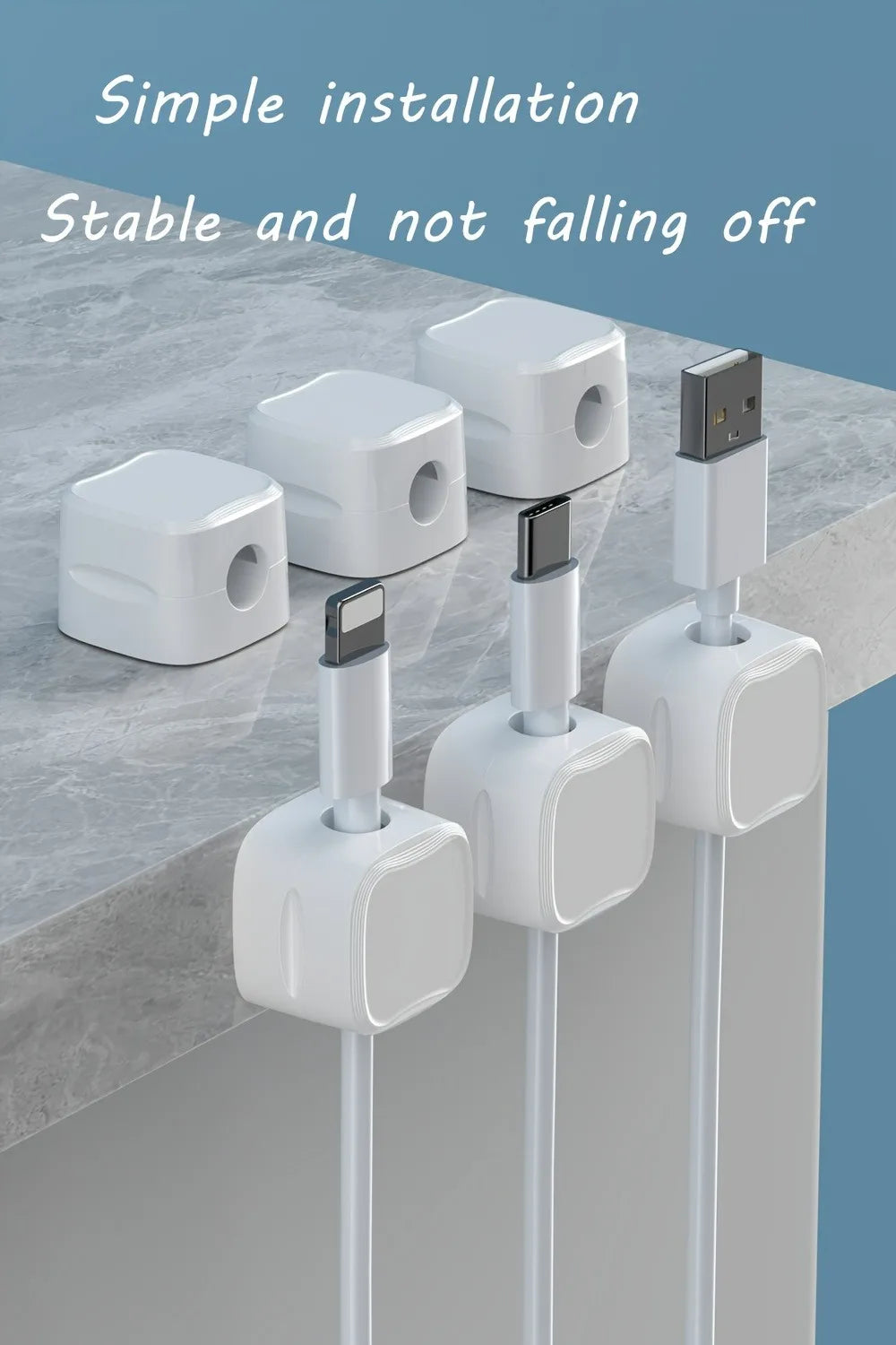 Magnetic Under-Desk Cable Clips & Cord Organizer Keepers