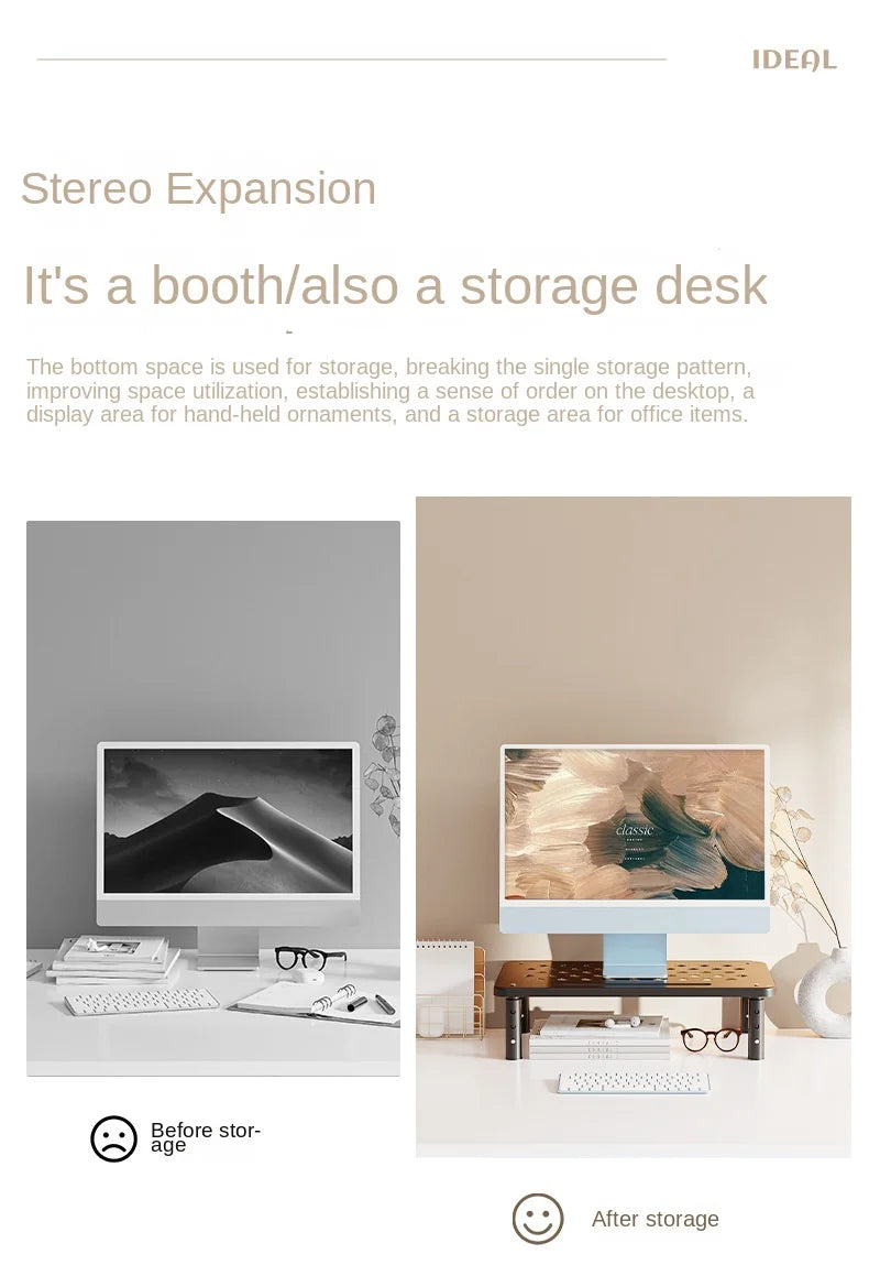 Adjustable Monitor Riser Stand with Storage Organizer Shelf