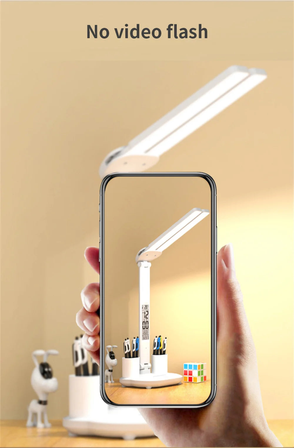 Touch-Dimmable LED Desk Lamp with Clock Calendar & Temperature Display
