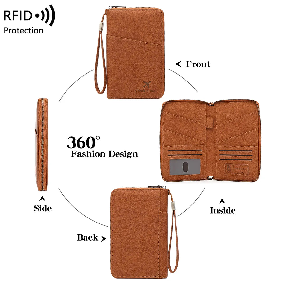 Multi-Functional RFID Blocking Passport & Travel Document Organizer Wallet