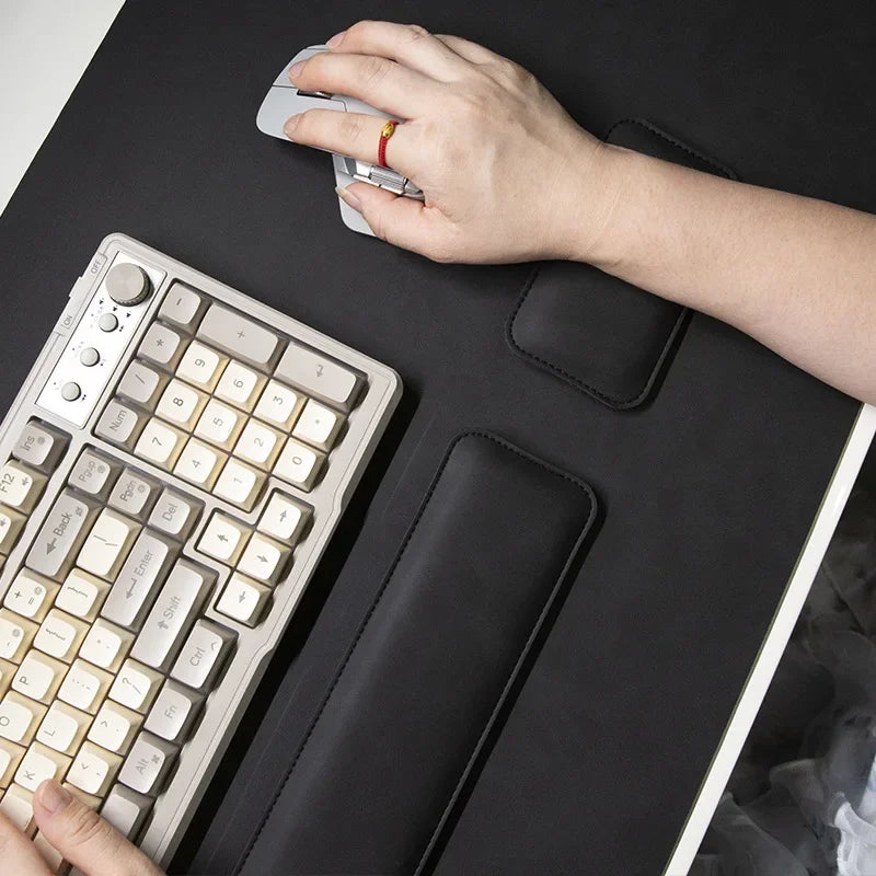Waterproof PU Leather Desk Mat & Wrist Support Cushion Set