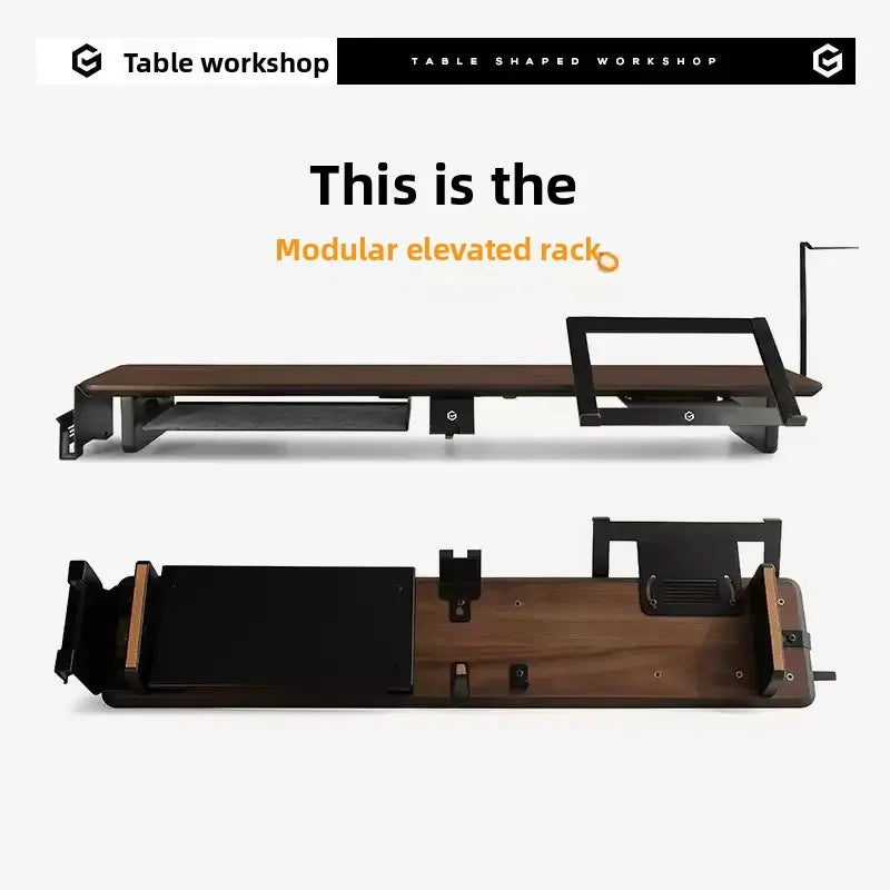 Ergonomic Modular Walnut & Aluminum Monitor Riser with Cable Management