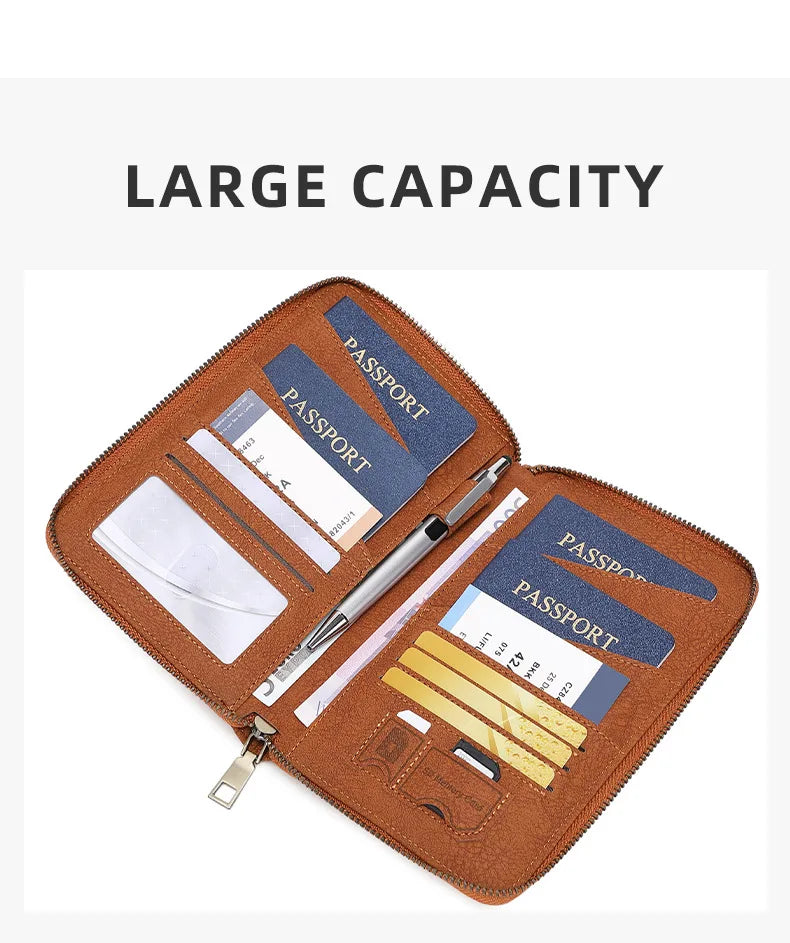 Multi-Functional RFID Blocking Passport & Travel Document Organizer Wallet