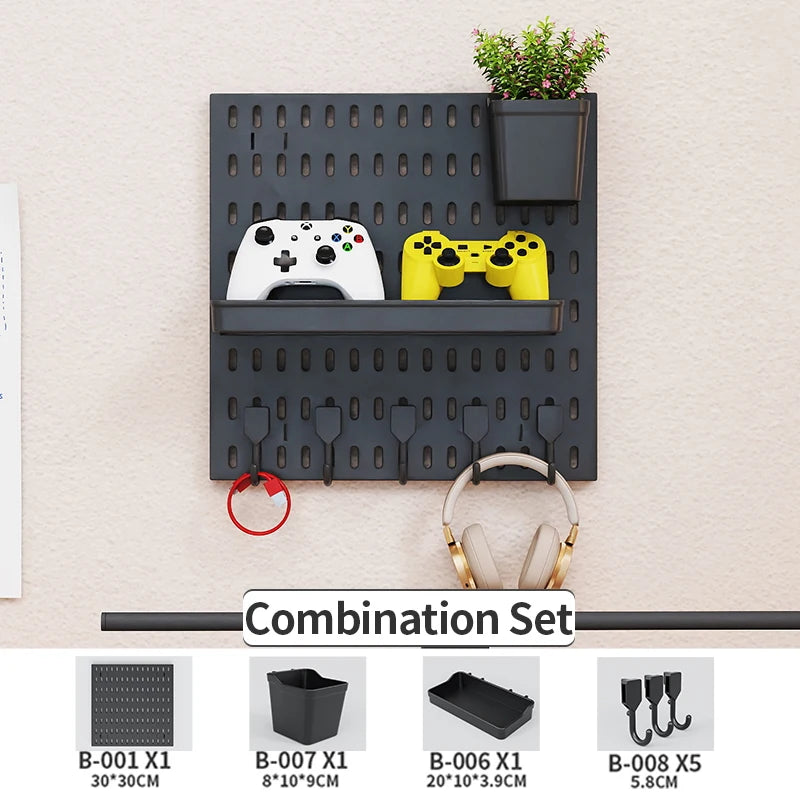 Modular Gaming Room Wall Pegboard Organizer for Controllers & Keyboards