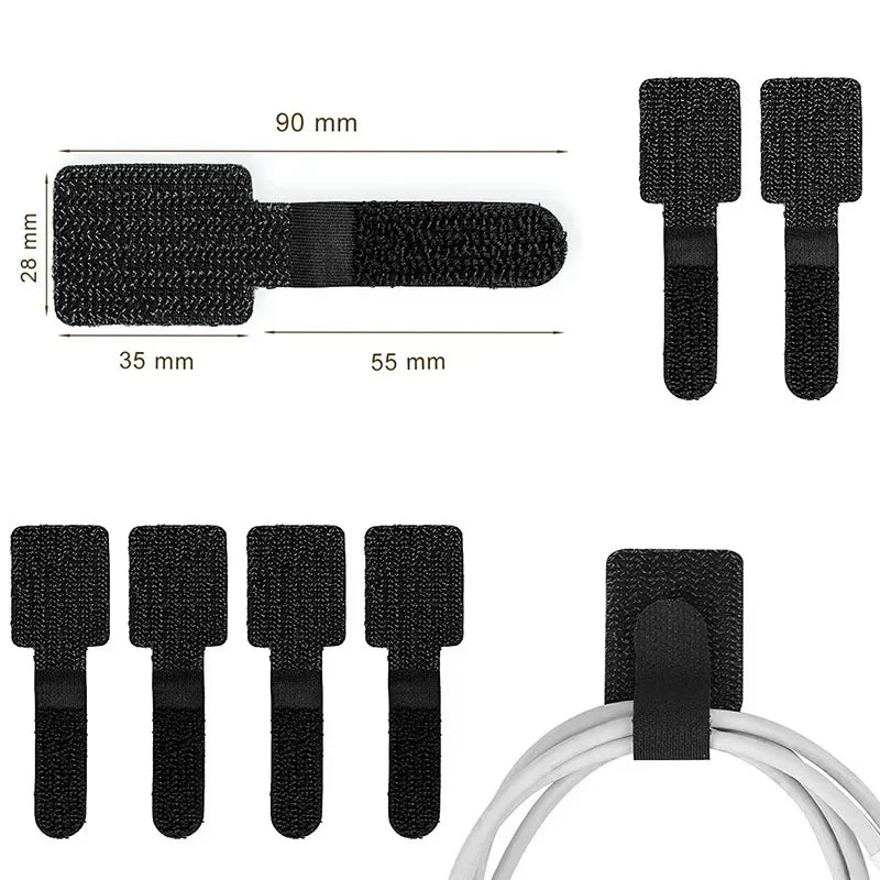Reusable Self-Adhesive Cable Management Straps - Nylon Wire Ties