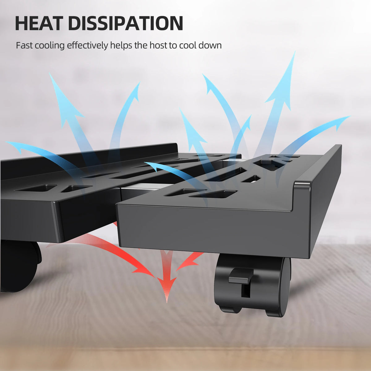 Adjustable Mobile PC Tower CPU Stand with Wheels - Rolling Under-Desk Holder