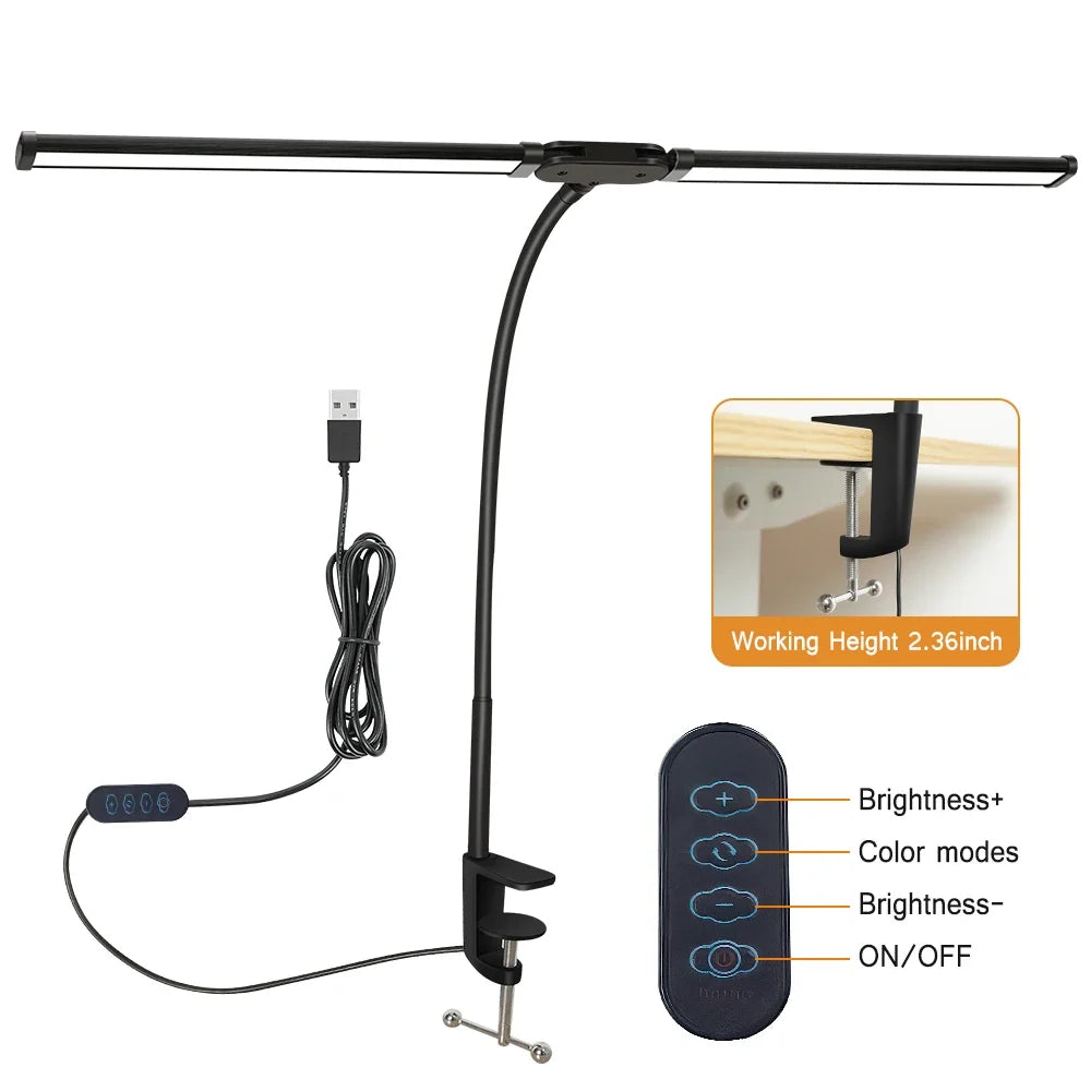 Double-Head LED Monitor Desk Lamp - Dimmable Eye Care Light Bar
