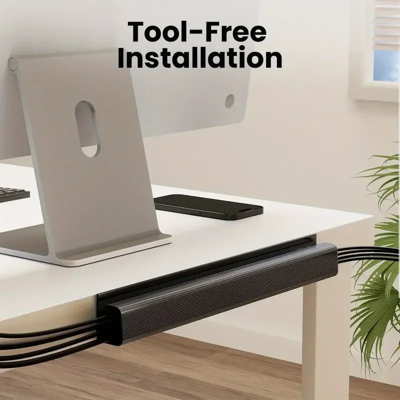 Punch-Free Under-Desk PVC Cable Management Channel Tray Raceway