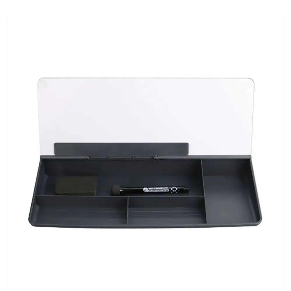 Tempered Glass Desk Whiteboard with Storage Drawer & Memo Board
