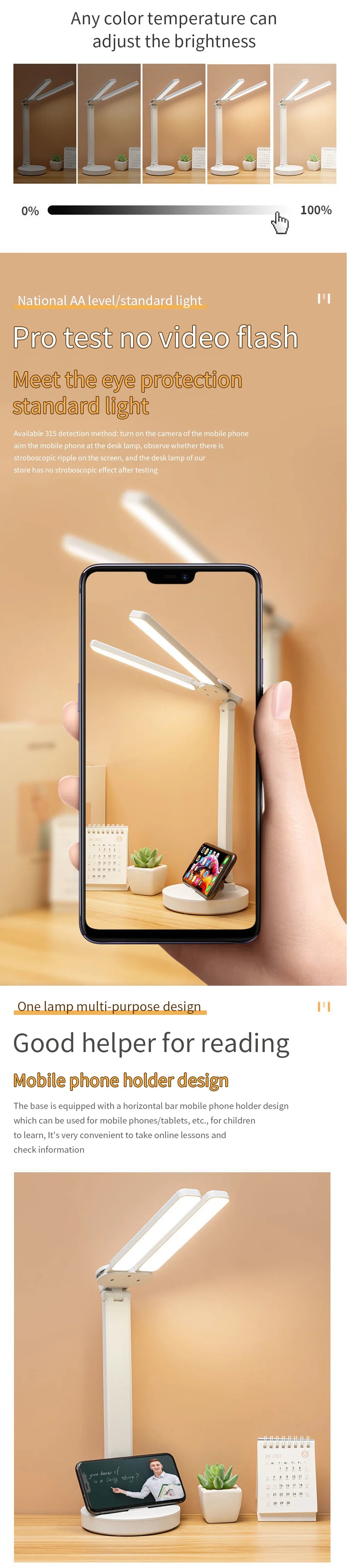 Touch-Dimmable LED Desk Lamp with Clock Calendar & Temperature Display