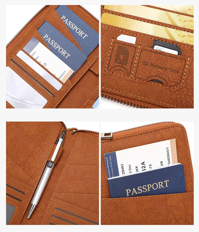 Multi-Functional RFID Blocking Passport & Travel Document Organizer Wallet
