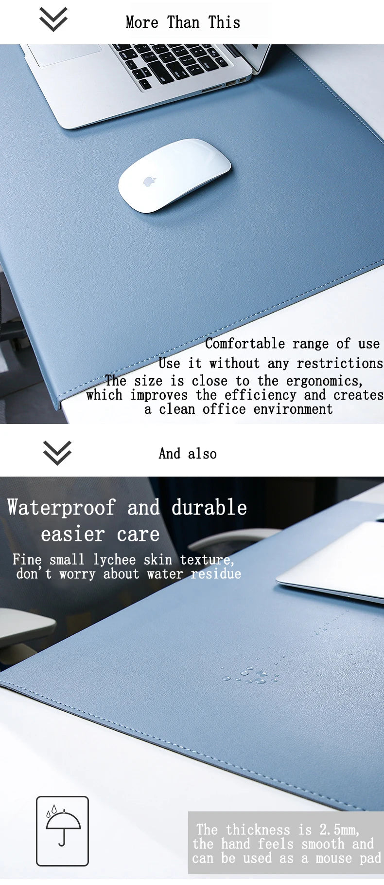 Folding Wrist & Elbow Guard PU Leather Desk Mat Mouse Pad