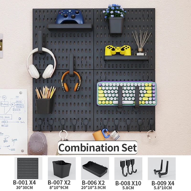 Modular Gaming Room Wall Pegboard Organizer for Controllers & Keyboards