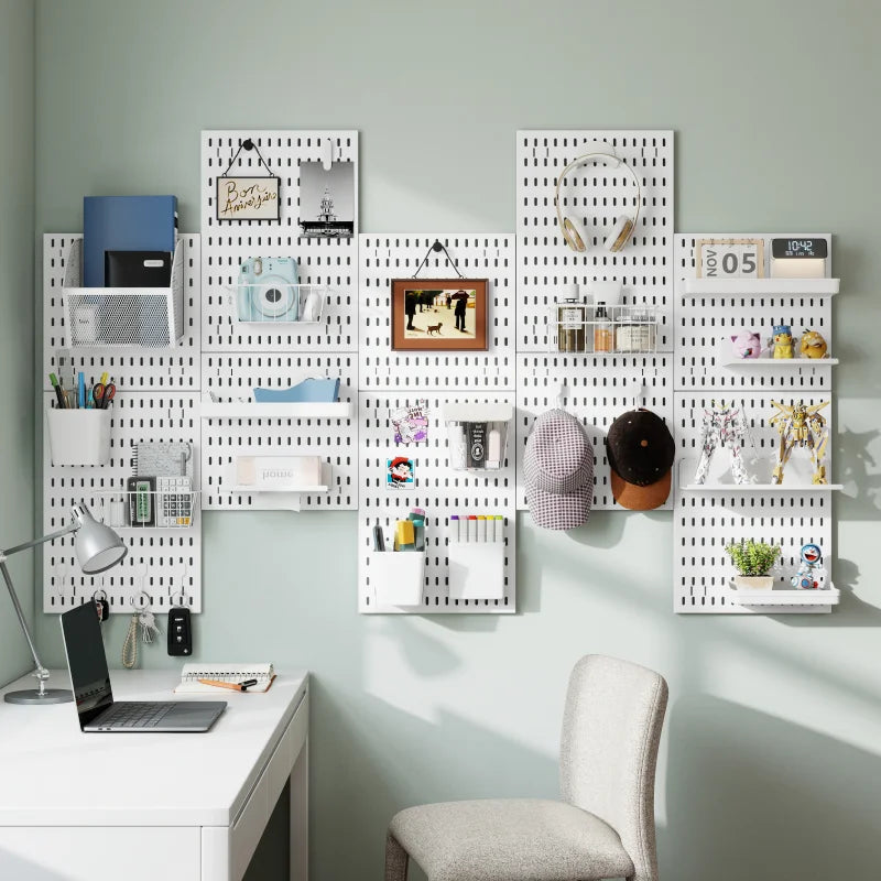 Drill-Free Wall Mount Pegboard Storage Organizer System
