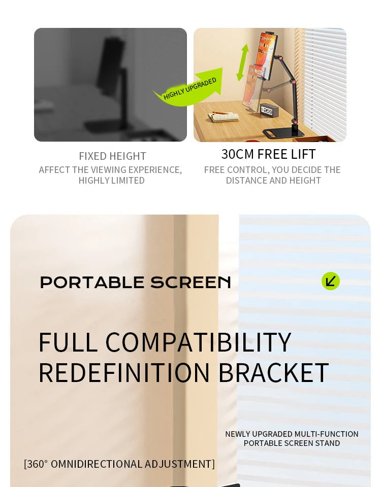 360° Swivel Portable Monitor & Tablet Desk Clamp Mount Stand