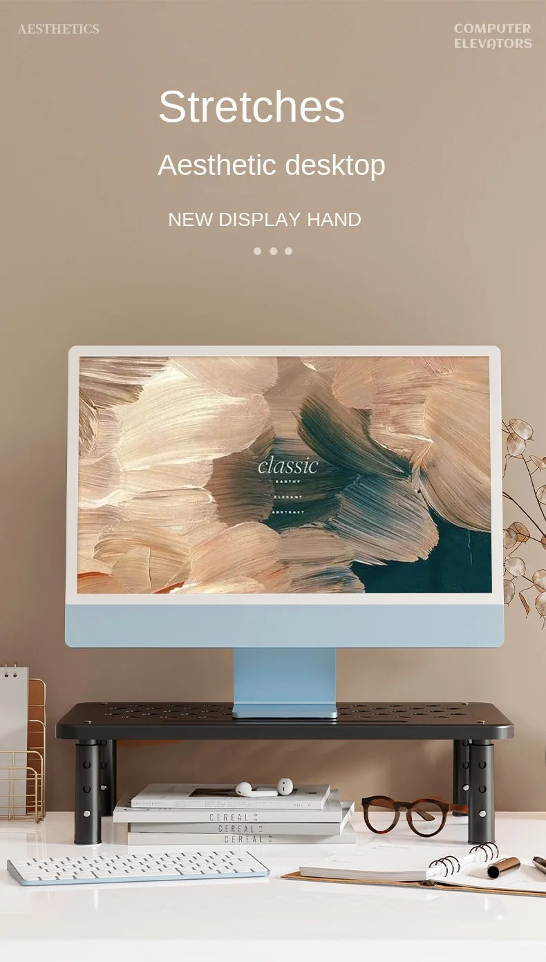 Adjustable Monitor Riser Stand with Storage Organizer Shelf