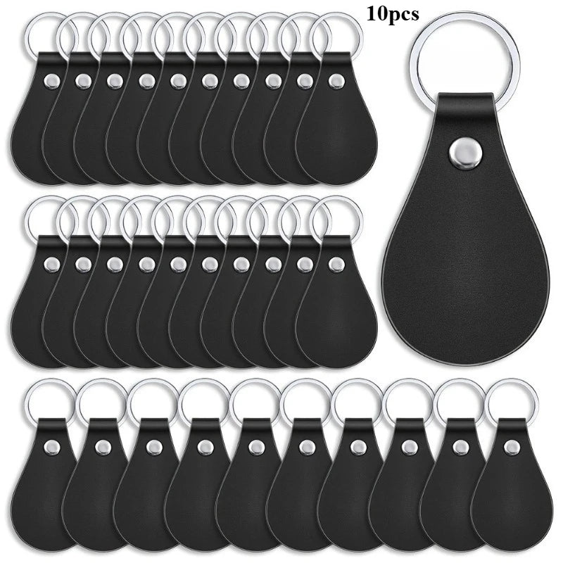 PU Leather Key Fob Blanks – 10-Pack | Laser Engraving Keychains for Gifts & Crafting