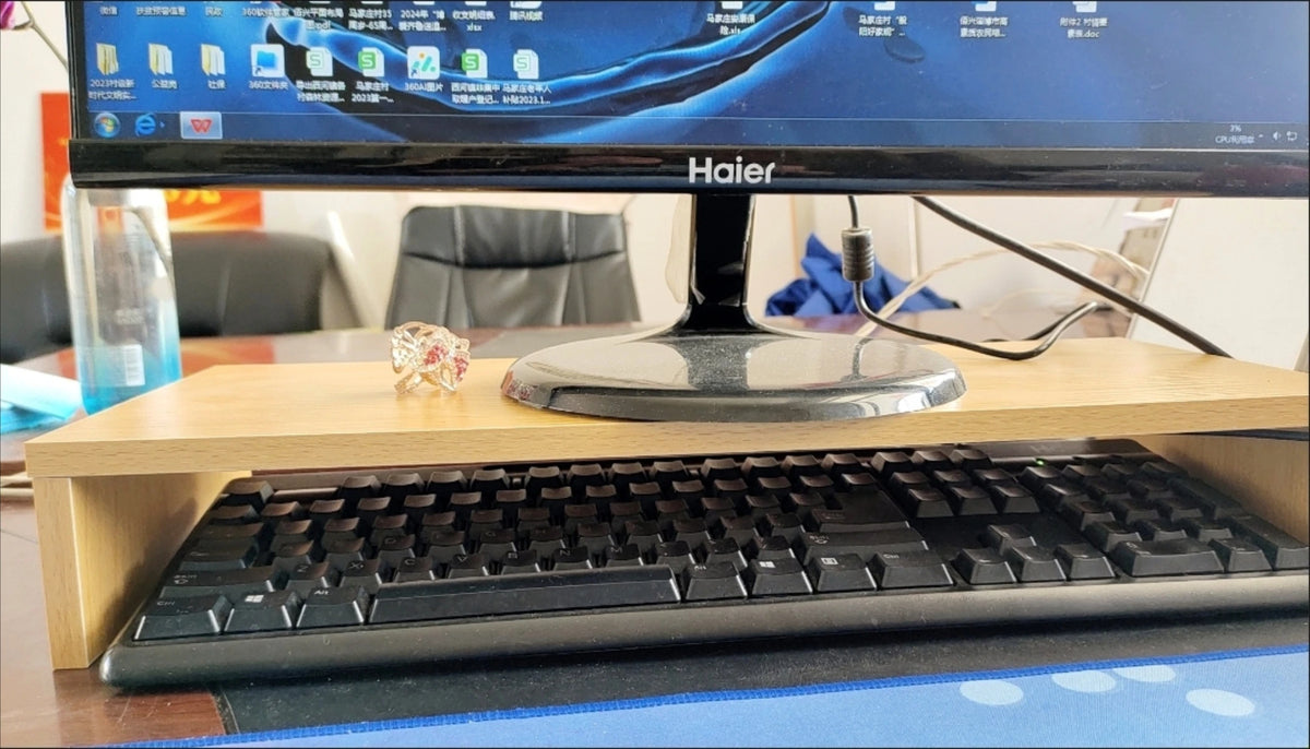 Ergonomic Monitor Riser Stand with Keyboard Storage Tray