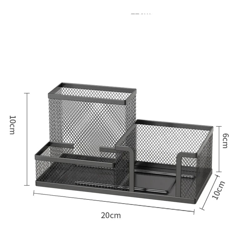 Black Mesh Wire Desk Organizer Caddy with 3 Compartments