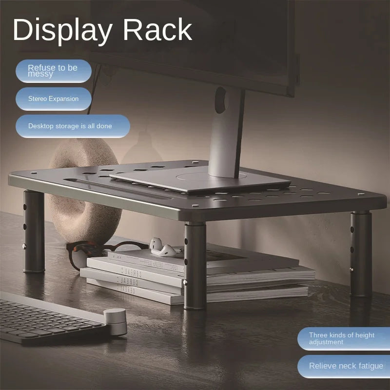 Adjustable Monitor Riser Stand with Storage Organizer Shelf