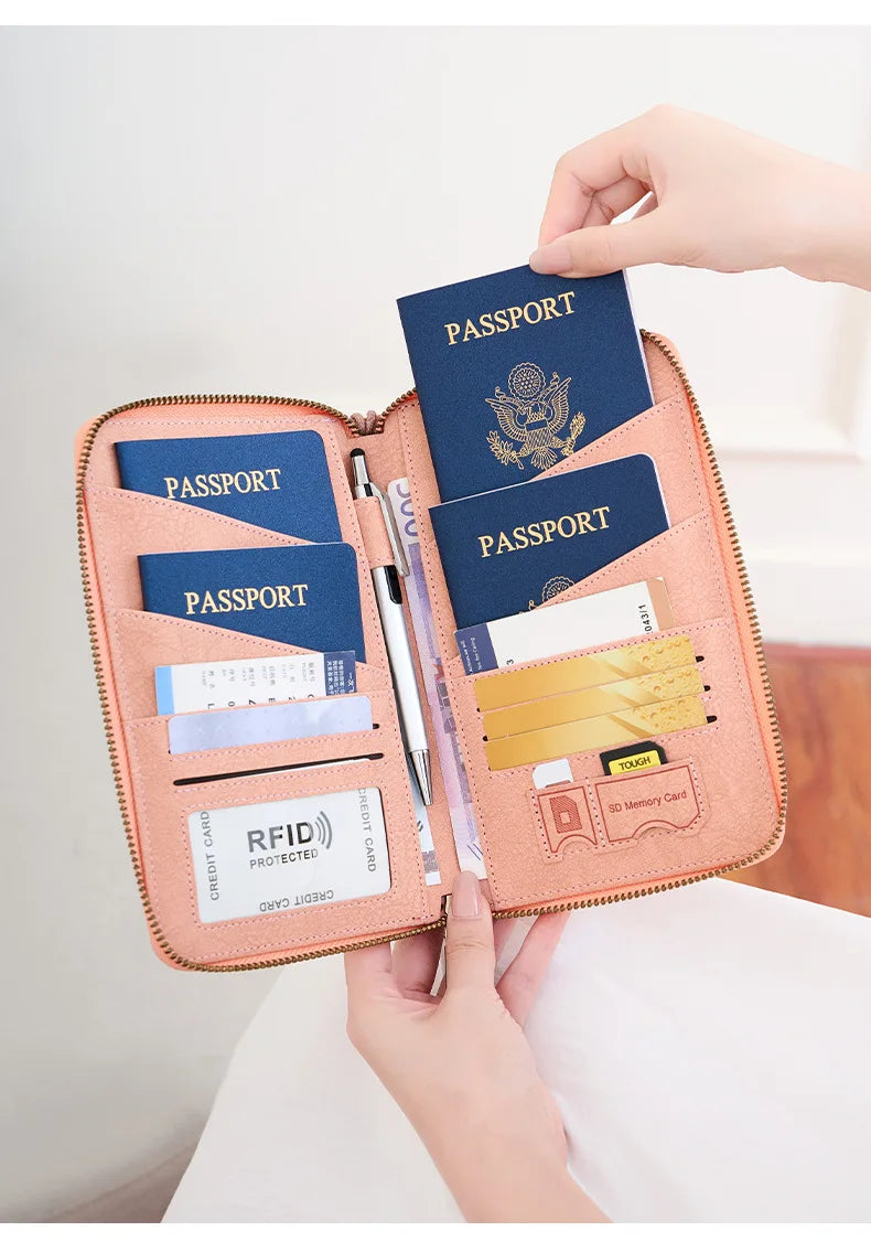 Multi-Functional RFID Blocking Passport & Travel Document Organizer Wallet