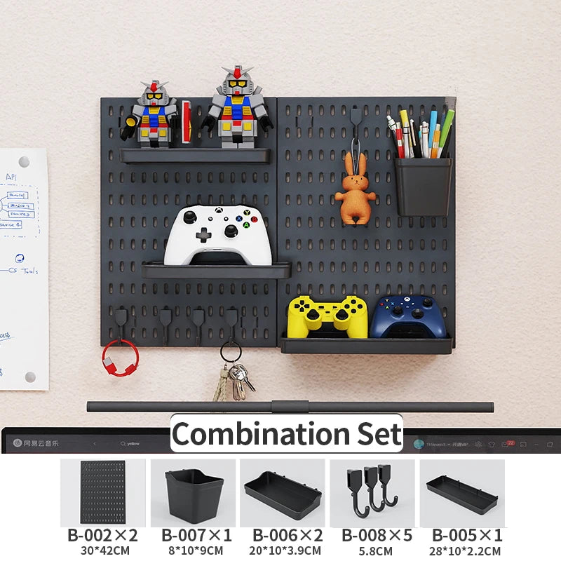 Modular Gaming Room Wall Pegboard Organizer for Controllers & Keyboards