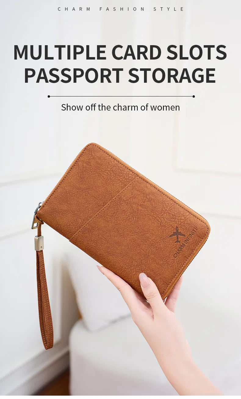 Multi-Functional RFID Blocking Passport & Travel Document Organizer Wallet
