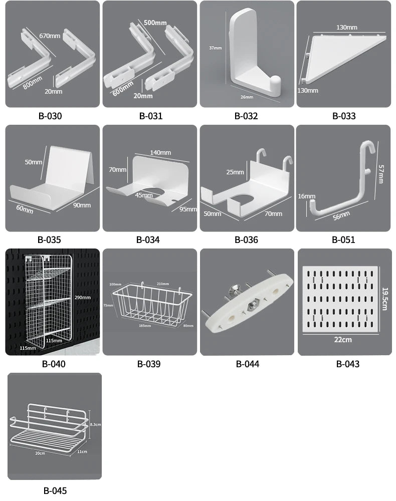 Drill-Free Wall Mount Pegboard Storage Organizer System