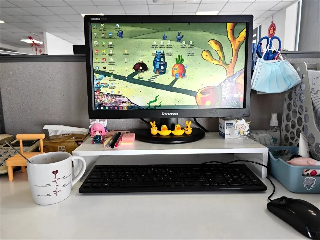 Ergonomic Monitor Riser Stand with Keyboard Storage Tray