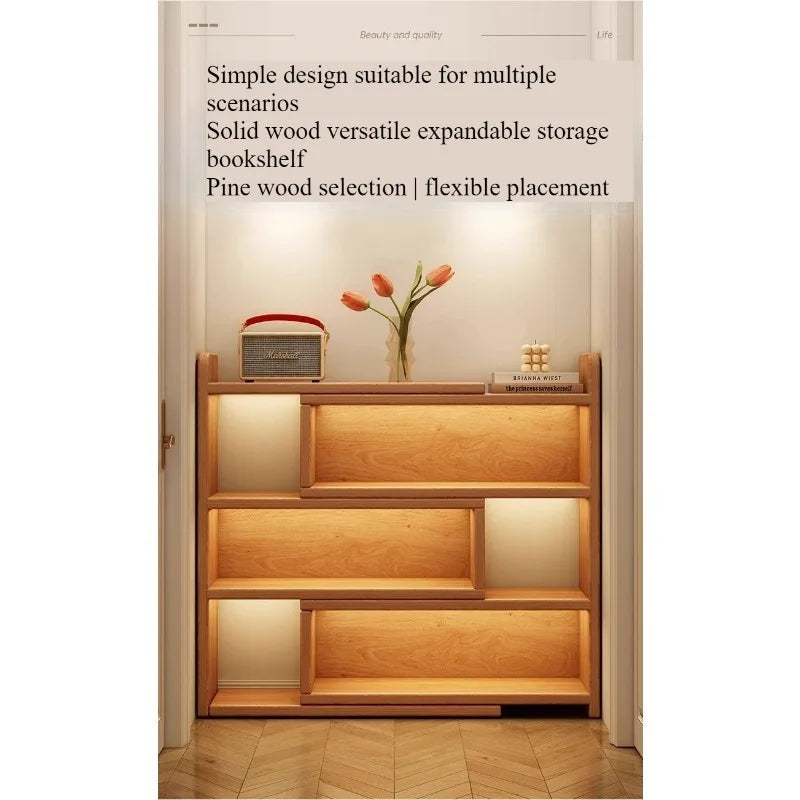 Retractable Corner Wooden Bookshelf & Desktop Storage Rack
